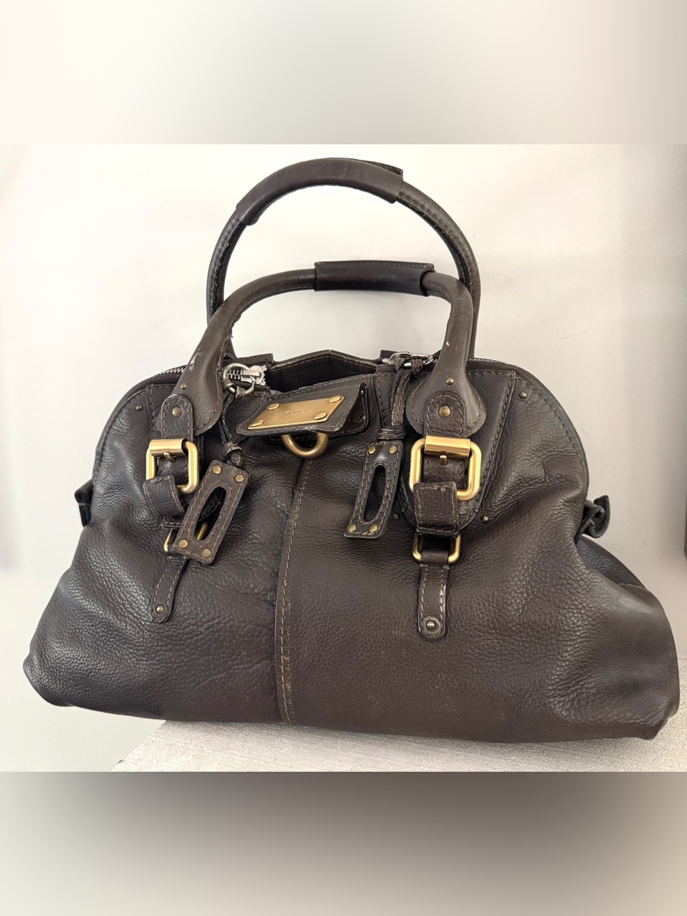 CHLOE Paddington Brown Leather Satchel Bag Vintage Large No Lock - Picture 11 of 11